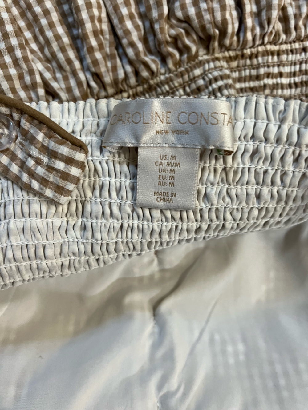 Caroline Constas Cream and Tan Gingham Sundress - Picture 4 of 5